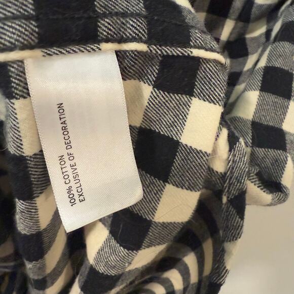 Duluth Trading Co Women's Free Swingin' Flannel Shirtdress Plaid Black Cream L - Picture 6 of 10